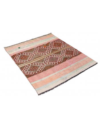 Decorative Vintage Turkish Kilim Rug - 3`3″ x 4`2″