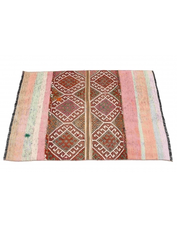 Decorative Vintage Turkish Kilim Rug - 3`3″ x 4`2″