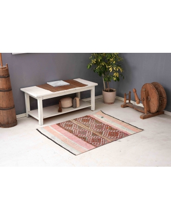 Decorative Vintage Turkish Kilim Rug - 3`3″ x 4`2″