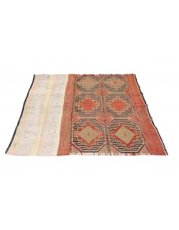 Vintage Decorative Embroidered Kilim Rug - 4`5″ x 4`7″