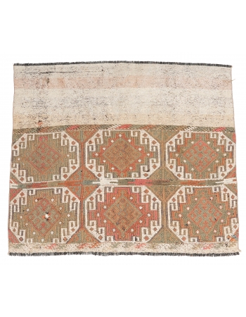 Faded Turkish Small Kilim Rug - 4`3″ x 4`6″