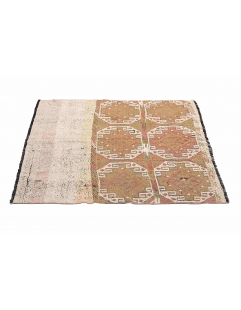 Faded Turkish Small Kilim Rug - 4`3″ x 4`6″