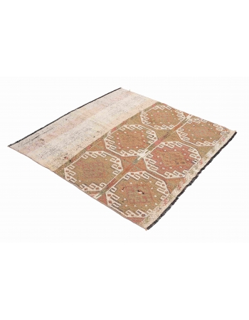Faded Turkish Small Kilim Rug - 4`3″ x 4`6″