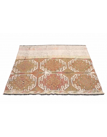 Faded Turkish Small Kilim Rug - 4`3″ x 4`6″