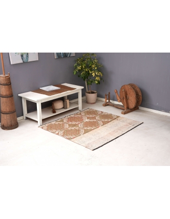 Faded Turkish Small Kilim Rug - 4`3″ x 4`6″