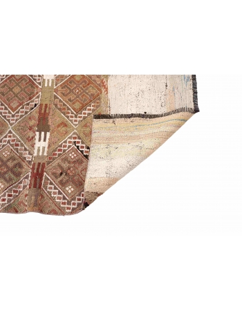 Embroidered Vintage Turkish Kilim Rug - 3`11″ x 4`6″