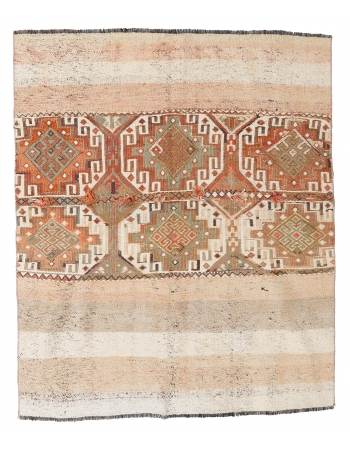Faded Vintage Decorative Kilim Rug - 4`1″ x 5`1″