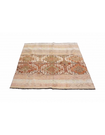 Faded Vintage Decorative Kilim Rug - 4`1″ x 5`1″