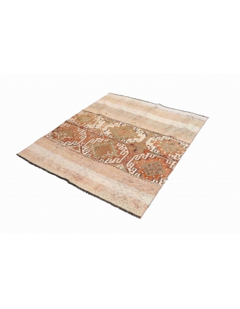 Faded Vintage Decorative Kilim Rug - 4`1″ x 5`1″