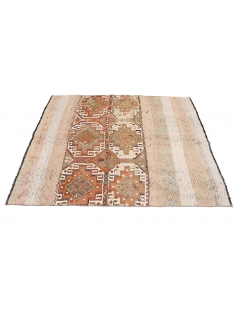 Faded Vintage Decorative Kilim Rug - 4`1″ x 5`1″