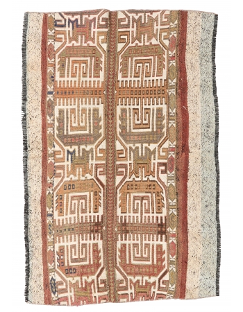 Small Vintage Pastel Kilim Rug - 3`1″ x 4`3″