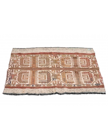 Small Vintage Pastel Kilim Rug - 3`1″ x 4`3″