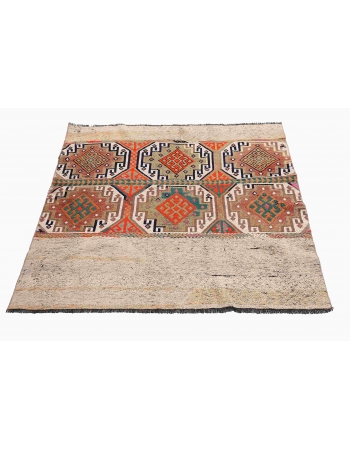 Turkish Vintage Decorative Kilim Rug - 3`11″ x 4`4″