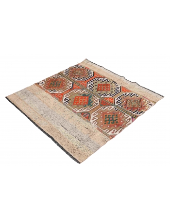 Turkish Vintage Decorative Kilim Rug - 3`11″ x 4`4″