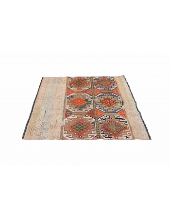 Turkish Vintage Decorative Kilim Rug - 3`11″ x 4`4″