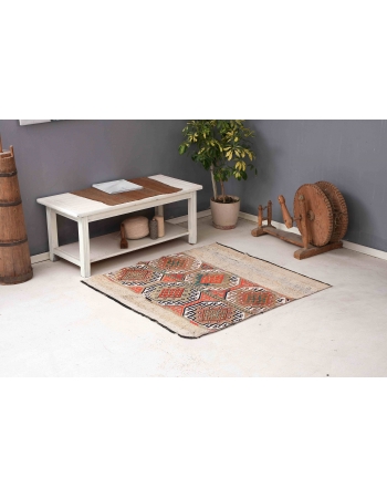 Turkish Vintage Decorative Kilim Rug - 3`11″ x 4`4″