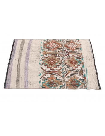 Vintage Unique Decorative Kilim Rug - 3`10″ x 3`11″