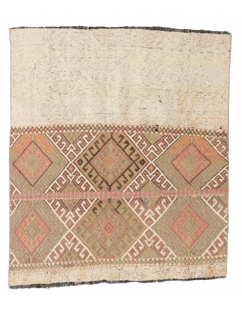 Embroidered Turkish Vintage Kilim Rug - 3`6″ x 4`1″