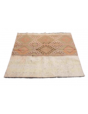 Embroidered Turkish Vintage Kilim Rug - 3`6″ x 4`1″