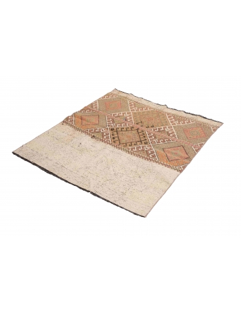 Embroidered Turkish Vintage Kilim Rug - 3`6″ x 4`1″