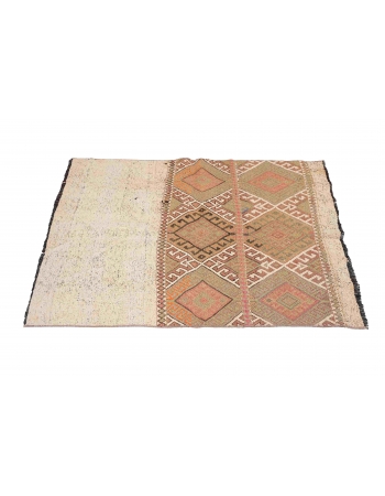Embroidered Turkish Vintage Kilim Rug - 3`6″ x 4`1″