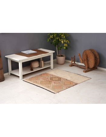 Embroidered Turkish Vintage Kilim Rug - 3`6″ x 4`1″