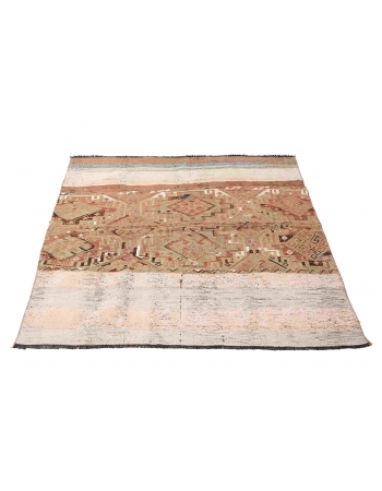 Vintage Embroidered Turkish Kilim Rug - 3`9″ x 5`1″