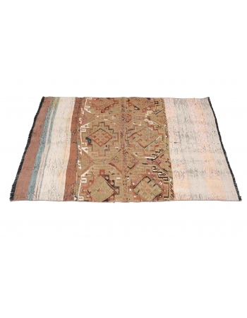 Vintage Embroidered Turkish Kilim Rug - 3`9″ x 5`1″