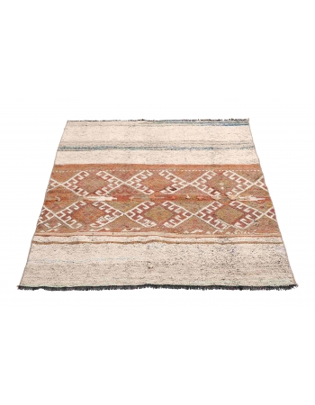 Small Vintage Turkish Kilim Rug - 3`5″ x 4`9″