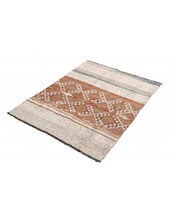 Small Vintage Turkish Kilim Rug - 3`5″ x 4`9″