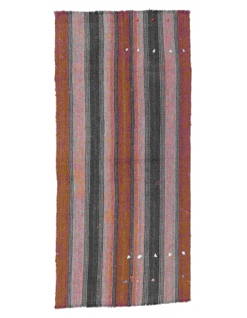 Brown Vintage Small Kilim Rug - 2`8″ x 5`11″
