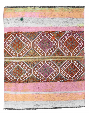 Decorative Vintage Turkish Kilim Rug - 3`3″ x 4`2″