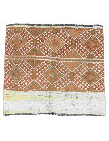 Embroidered Vintage Small Kilim Rug - 3`1″ x 3`2″