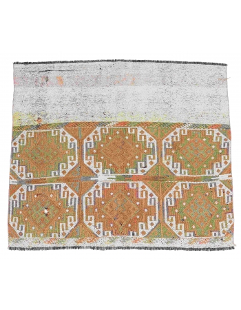 Faded Turkish Small Kilim Rug - 4`3″ x 4`6″