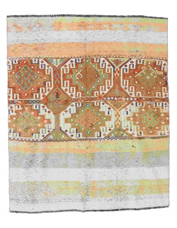 Faded Vintage Decorative Kilim Rug - 4`1″ x 5`1″