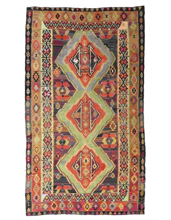 Large Vintage Turkish Kilim Rug - 7`7″ x 14`1″
