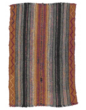 Small Vintage Brown Kilim Rug - 2`1″ x 3`2″