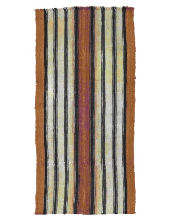 Striped Vintage Brown Kilim Rug - 2`9″ x 6`0″