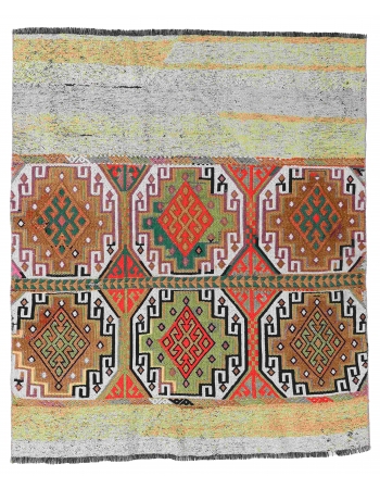 Turkish Vintage Decorative Kilim Rug - 3`11″ x 4`4″