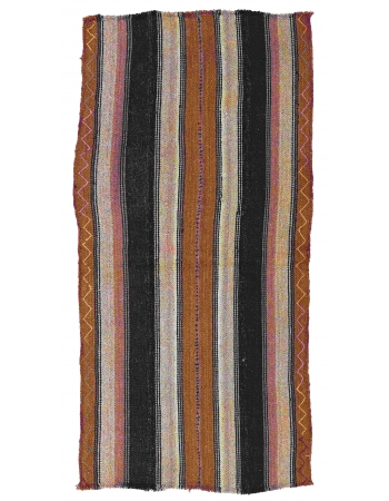 Vintage Brown Modern Kilim Rug - 3`3″ x 6`3″