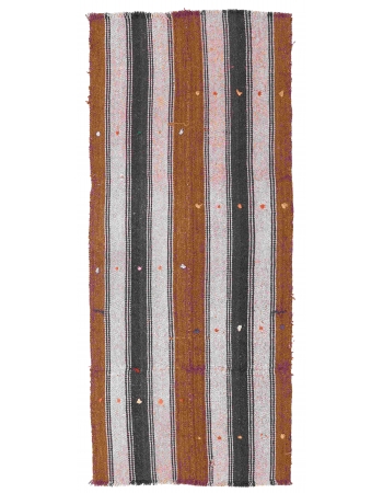 Vintage Brown Striped Kilim Rug - 2`6″ x 6`2″