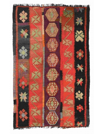 Vintage Decorative Turkish Kilim Rug - 2`7″ x 3`11″