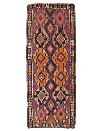 Vintage Decorative Turkish Kilim Rug - 4`11″ x 13`0″