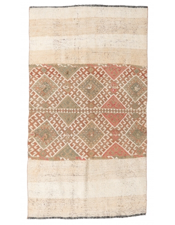 Faded Vintage Decorative Kilim Rug - 3`7″ x 6`5″