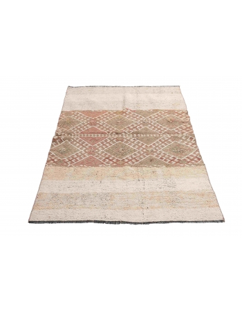 Faded Vintage Decorative Kilim Rug - 3`7″ x 6`5″