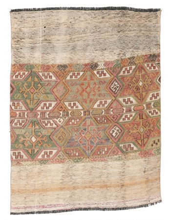 Unique Vintage Decorative Kilim Rug - 3`6″ x 4`6″