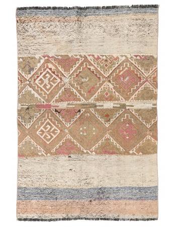 Decorative Small Vintage Kilim Rug - 3`3″ x 4`11″