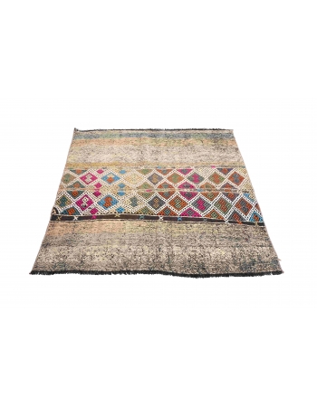 Vintage Small Decorative Kilim Rug - 3`7″ x 4`7″