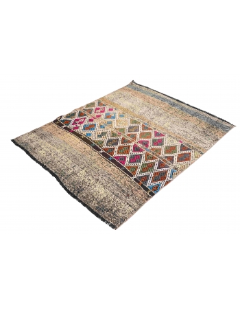 Vintage Small Decorative Kilim Rug - 3`7″ x 4`7″