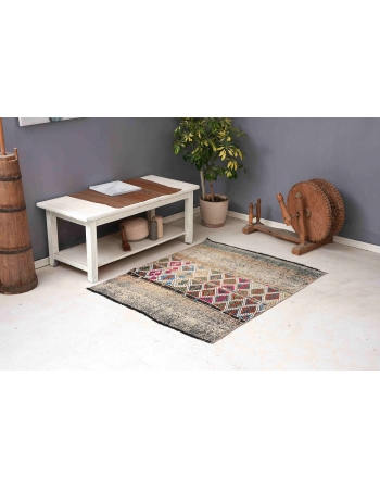 Vintage Small Decorative Kilim Rug - 3`7″ x 4`7″